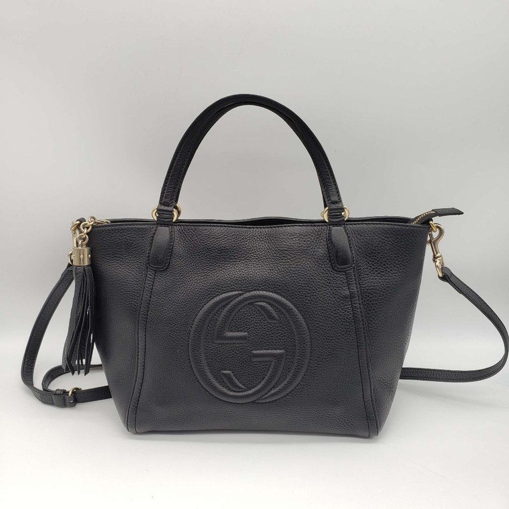 100% Authentic Gucci GG Soho Black Leather Shoulder Bag - Picture 2 of 16